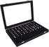 Autoark Velvet Stackable Clear Lid 100 Slots Jewelry Ring Box Showcase Display Organizer,Black,AJ-081