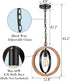 Farmhouse Pendant Light Wood and Black Light Fixture Vintage 1-Light Adjustable Chain Pendant Light