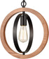 Farmhouse Pendant Light Wood and Black Light Fixture Vintage 1-Light Adjustable Chain Pendant Light