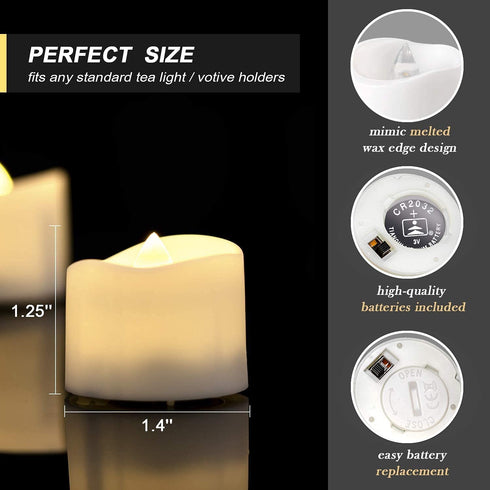 Homemory Flameless Candles, LED Tea Lights with Remote and Timer, 6H/8HTimer, Long Lasting Battery Operated LED Candles, Ideal for Home Decor and Seasonal Celebration, Pack of 12