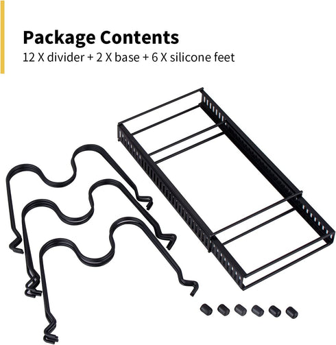 Pot Lid Rack Holder Organizer, Mlesi Expandable Pot and Pan Organizers Rack, Kitchen Cabinet Pantry Organizer Rack (black)