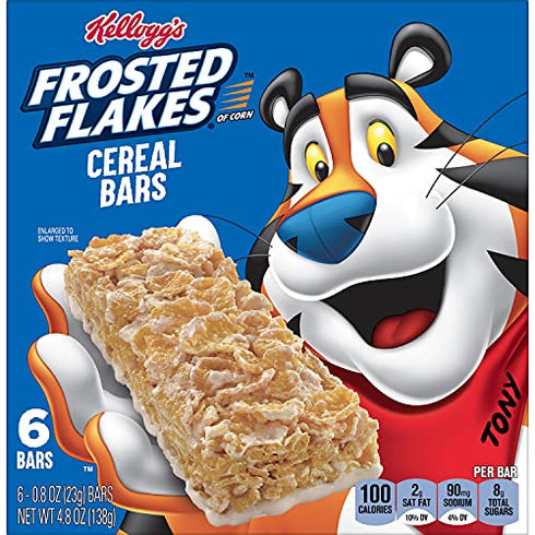 Kellogg's Frosted Flakes Cereal Bars, Kids Breakfast Bars, School Snacks, Original, 4.8oz Box (6 Bars)