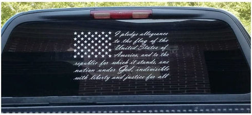 American Flag Pledge of Allegiance Vinyl Truck Window Sticker Decal (10"x20")