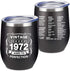 50th Birthday Gifts for Women and Men - 1972 50th Birthday Decorations - 12 Oz Insulated Stainless Steel Wine Tumbler with Lid for Her Wife Mom Grandma Aunt Friend, Black