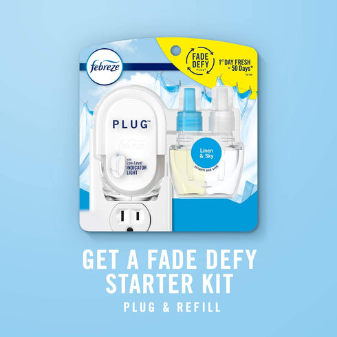 Febreze Plug in Air Fresheners, Linen & Sky, Odor Eliminator for Strong Odors, Scented Oil Refill (3 Count)