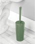 mDesign Slim Compact Modern Plastic Toilet Bowl Brush and Holder for Bathroom Storage - Sturdy, Deep Cleaning - Olive Green