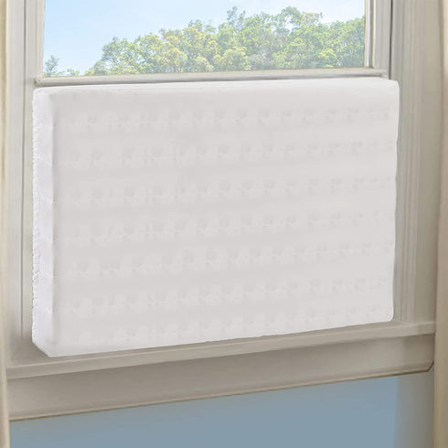Bekith Indoor Air Conditioner Cover, AC Cover Inside Window AC Unit Cover, Double Insulation Defender with Elastic Strap, White (25? x 18? x 3.5?)