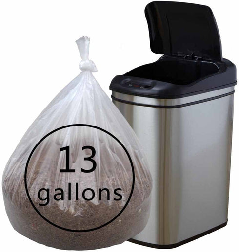Cand 13 Gallon Clear Kitchen Garbage Bags, 110 Counts