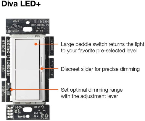 Lutron DVCL-153P-BL LED+ Dimmer Switch, 1 pack, Black