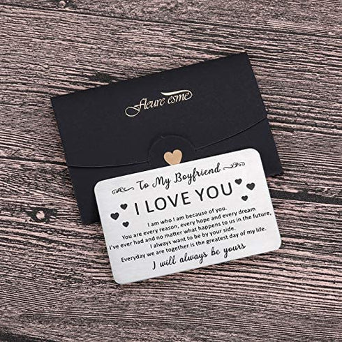 to My Boyfriend Gifts Wallet Card Insert for Him Men from Girlfriend to Boyfriend Husband to Be Christmas Valentine Stocking Suffers Anniversary Birthday Gifts I Love You Note Engagement Gifts Fiance