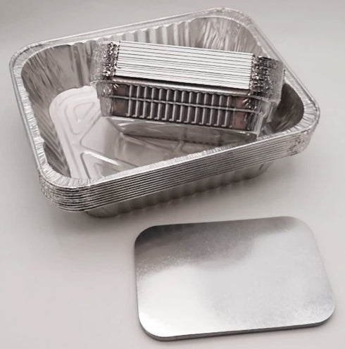 HOMEDECISION Disposable Aluminum Foil Pans Take-out Containers with Lids + Aluminum Foil Steam Table Deep Pans Set (20Pack+10Pack)