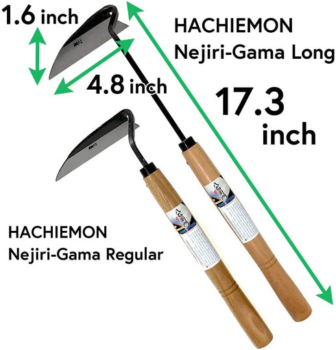 HACHIEMON Japanese Weeding Sickle Very Sharp Edge Nejiri-Gama Long Type