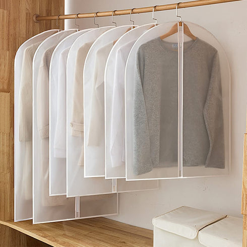 Refrze Garment Bags with Zipper, Garment Cover, 8 Pack Clear Garment Bags, Hanging Garment Bag, Dress Garment Bags for Closet Storage or Travel, Breathable Garment Covers 24'' x 43''/ 50''