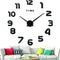 VREAONE Large Frameless DIY Wall Clock, Modern 3D Wall Clock Mute Mirror Stickers Living Room Wall Clock Decoration(Black)