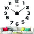 VREAONE Large Frameless DIY Wall Clock, Modern 3D Wall Clock Mute Mirror Stickers Living Room Wall Clock Decoration(Black)
