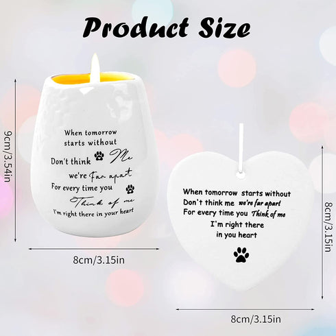 BEARAE Ceramic Candle Cup Dog Memorial Gifts Pet Bereavement Present Sympathy Gift Remembrance Tealight Candle Holder Gifts Pet Loss Gift Dog Memory Home Decorations