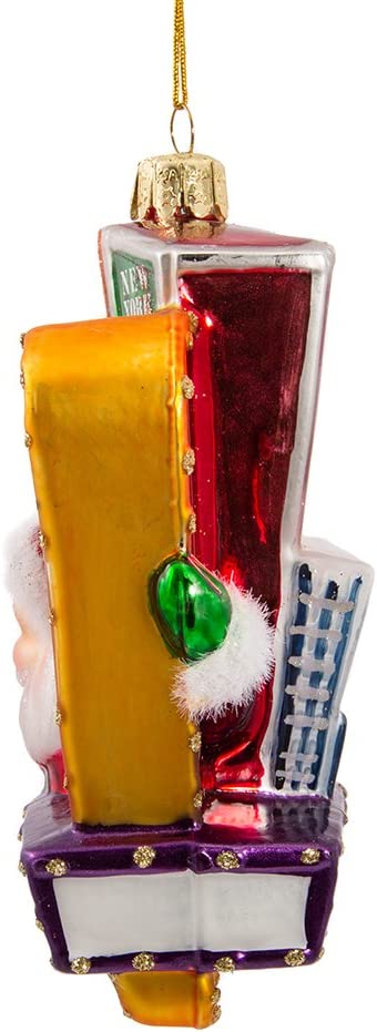 Kurt Adler Santa on Broadway Glass Ornament, 5-Inch