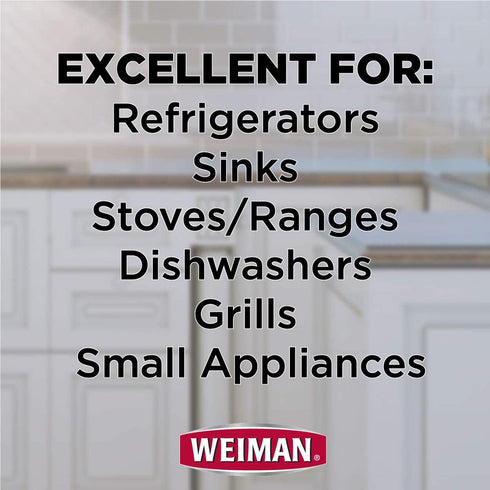 Weiman Stainless Steel Cleaner and Polish - Microfiber Cloth - Protects Appliances from Fingerprints and Leaves a Streak-Free Shine for Refrigerator | Dishwasher | Oven | Grill