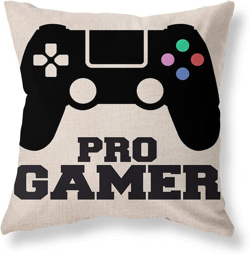 Mechanical Cattle Black Gaming Decorative Throw Pillow Covers Game Controller Linen Square Throw Pillow Cases for Couch Sofa Outdoor Playroom Bed Car Patio Boys Room Decor Pillow Covers 18x18 Set of 4