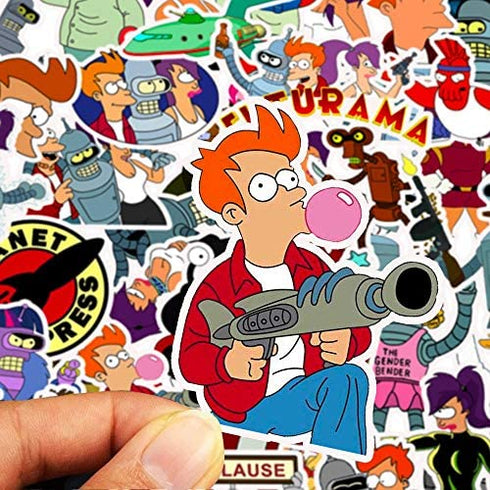 Comic Cartoon Vinyl Stickers for Futurama to Teens Boys Girls |50 Pcs| Cute Anime Waterproof Decal for Tablet Computer Skateboard Laptop Bicyle Car Laptop Phone Luggage,Decaorative Decal(Futurama)