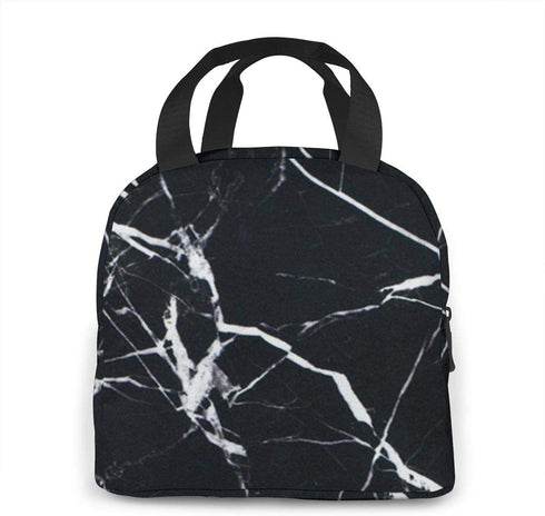 antspuent Marble Black Lunch Bag for Women Girls Kids Insulated Picnic Pouch Thermal Cooler Tote Bento Large Meal Prep Cute Bag Big Leakproof Soft Bags for Lunch Box, Camping, Travel, Fishing