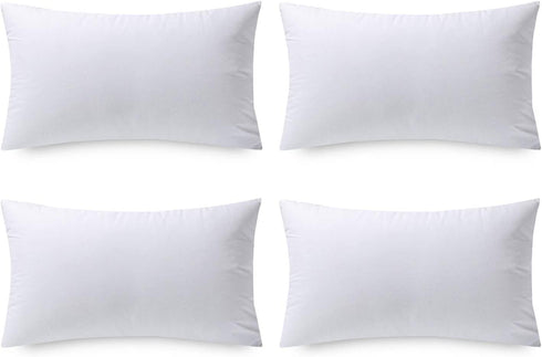Phantoscope 12 x 20 Pillow Inserts, Set of 4 Hypoallergenic Square Form Decorative Throw Pillow Inserts, Made in USA Couch Bed Pillows - 12 x 20 inches