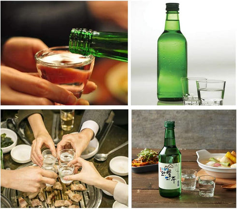 Korean Soju Shot Glass Set 5 Piece Clear Glasses Heavy Base with Hard Case Cup 1.7 Ounce Dishwasher Safe Clarity Glassware for Whiskey Tequila Sake Vodka Alcohol Liquor Gift Party Decoration