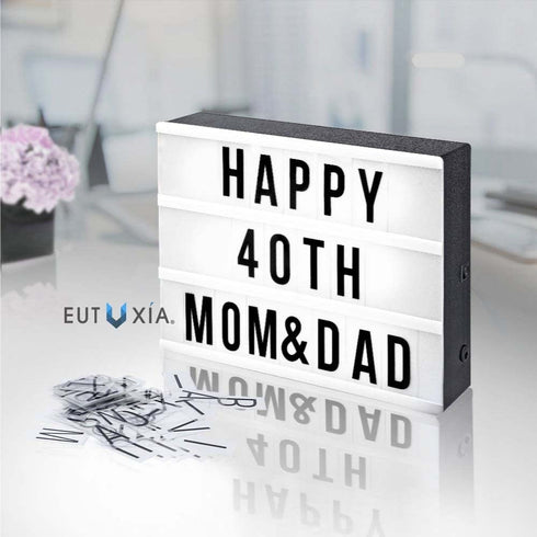 Eutuxia Cinematic Light Box with Letters - LED Light Box, Room Decor Sign, Marquee Light Up Sign - Personalized A4 White LED Letter Box with Light Up Letters (2 PK)