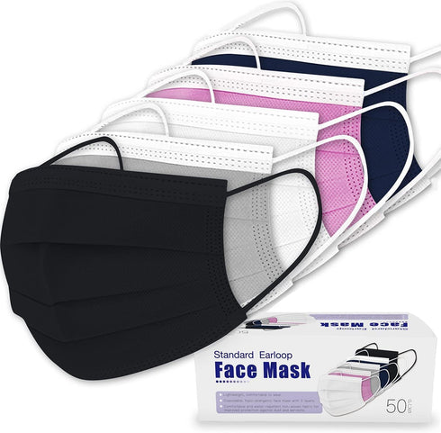 disposable face mask - 50 PCS - For Home & Office - 3-Ply Breathable & Comfortable Filter Safety Mask (NON27378Z-50)