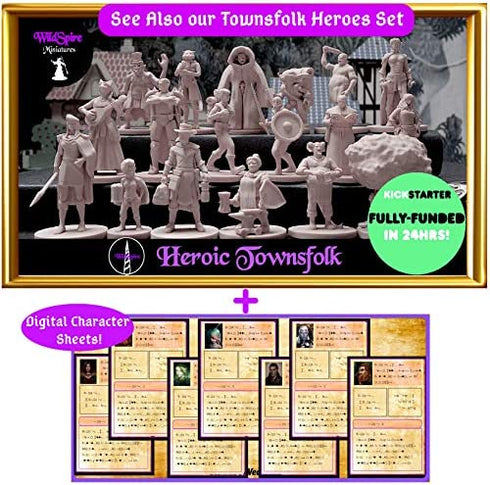 Wildspire Heroes, Animals & Troll for DND Miniatures 28mm Bulk Dungeons and Dragons Miniatures I D&D Miniatures DND Minis Fantasy Miniatures & D&D Figures Starter Set DND Accessories DND Gifts