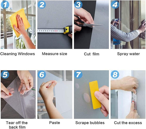 Coavas Window Privacy Film Non-Adhesive Frosted Glass Static Cling Sun Blocking Heat Control Home Office Decorative Stickers for Bathroom Door Coverings (Pure, 29.5 x 118.1 Inch)