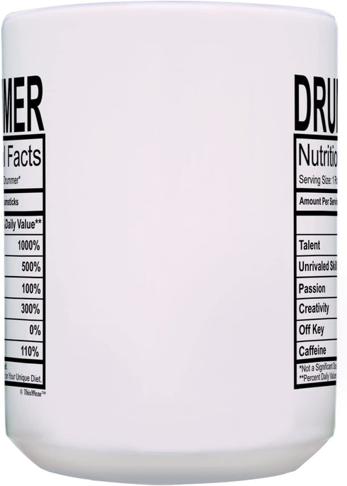 Drummer Gifts Drummer Nutritional Facts Fun Drummer Gifts for Kids 15-oz Coffee Mug Tea Cup