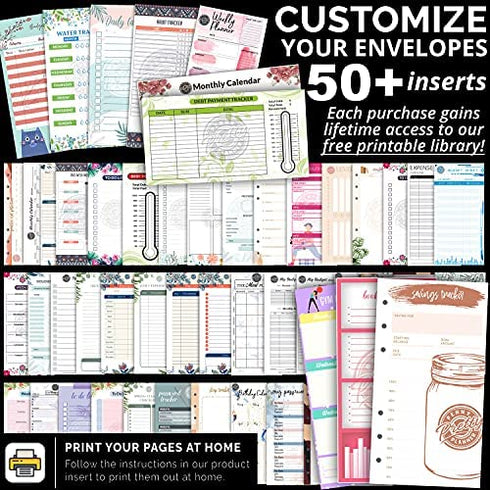 Vertical Tabbed Plastic Cash Envelopes for Budget Planner Wallet - Budget Envelopes, Budget Sheets for Cash Envelope System, Coupon Organizer, Financial Planner, Money Envelopes for Cash Budgeting
