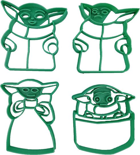 Inspired By Yoda in a Pod, with Coffee/Soup Cup, Happy and Frowning Cookie Cutters (4 Pack)