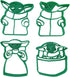 Inspired By Yoda in a Pod, with Coffee/Soup Cup, Happy and Frowning Cookie Cutters (4 Pack)