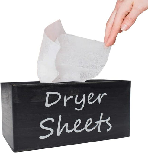 Dryer Sheet Dispenser, Pinewood Rustic Farmhouse Dryer Sheet Holder for Laundry Room Decor, Fabric Softener Sheets Holder, Dryer Sheet Storage(Black)