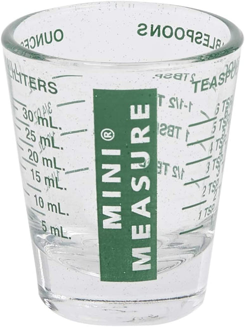 Kolder Mini Measure Heavy Glass, 20-Incremental Measurements Multi-Purpose Liquid and Dry Measuring Shot Glass, Green