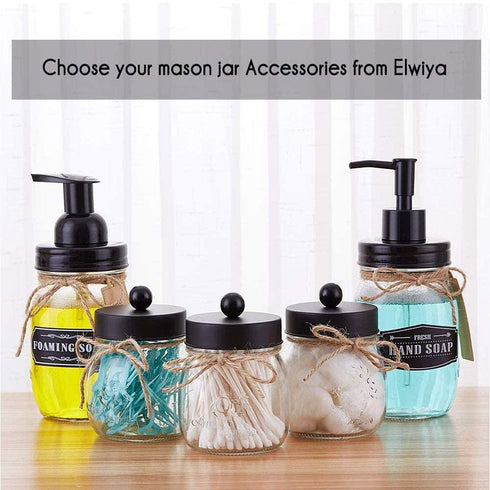 Farmhouse Glass Mason Jar Hand Soap Dispenser and Dish Soap Dispenser Set - 16 Ounce Glass Mason Jar with Plastic Pump and Lid - Rust Proof - Rustic Bathroom Accessories &Kitchen Home Decor - 2 Pack