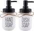Elwiya Mason Jar Hand Soap Dispenser and Dish Soap Dispenser Set - 16 Ounce Glass Mason Jar with Plastic Pump and Lid - Rust Proof - Rustic Bathroom Accessories &Kitchen Home Decor - 2 Pack