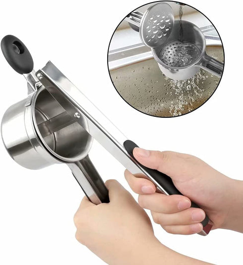 PARADIZM Potato Ricer Stainless Steel,Extra-Large top Stainless Steel Potato Rice,Rice milling Kitchen Tool with Long Non-Slip Handle, It can be use on Carrots,yams and All Sorts of Root Crops.