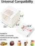 Happyhiram Cupcake Boxes Individual 50Pcs White, Auto Assembly Single Cupcake Containers Cardboard with Inserts and Window for Easter Bakery Treat Boxes Cupcake Holder and Carrier Togo Muffin Boxes