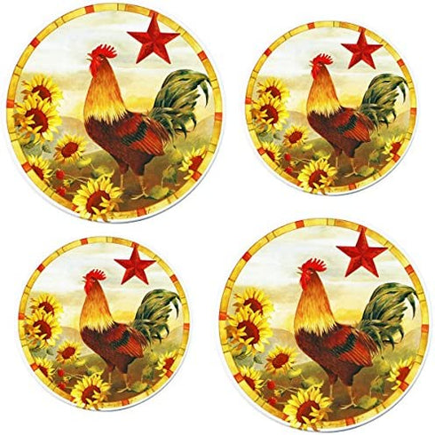 Reston Lloyd Electric Stove Burner Covers, set of 4, Morning Rooster All-Over Pattern