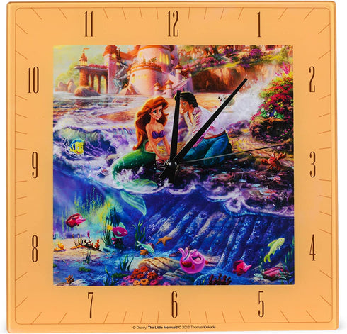 Mark Feldstein & Associates Little Mermaid Disney Kinkade Ocean Blue 11 inch Glass Square Wall Clock
