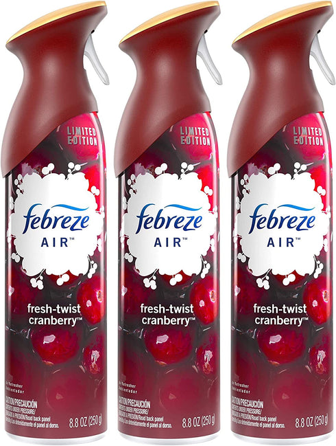 Febreze 037000988854 Air Freshener Spray-Limited Edition-Winter Collection 2017-Fresh-Twist Cranberry-Net Wt. 8.8 OZ (250 g) Per Bottle-Pack of 3 B, kkk