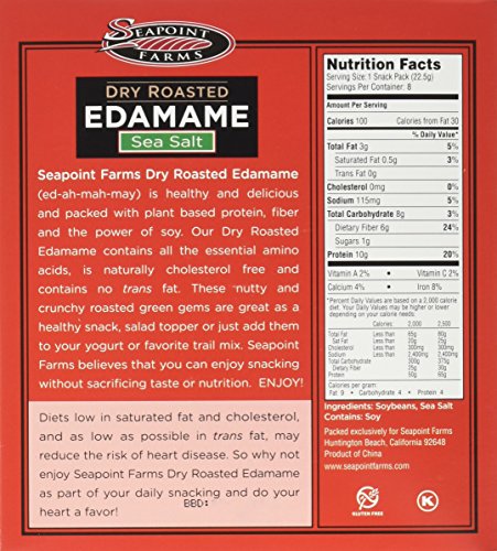 Seapoint Farms Dry Roasted Edamame, Light Salted, 0.79 Oz, 8 Count