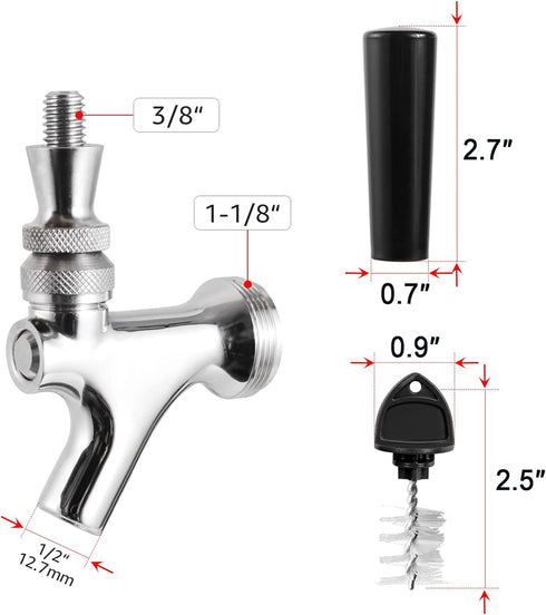 Hgkeke Beer Faucet Stainless Steel Beer Tap Faucet Keg Tap with Beer Faucet Tap Handle, Beer Tap Faucet Plug, Draft Beer Keg Tap Faucet for US Standard Kegerator Beer Tower Beer Shanks Beer Dispensing