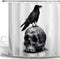 HIYOO Halloween Skull Raven Shower Curtain with Hooks, Horror Scary Skeleton Hallowmas Bathroom Art Decor Bathtub Black and White Shower Curtains, Waterproof Fabric - Mysterious Bird 60" W x 72" L