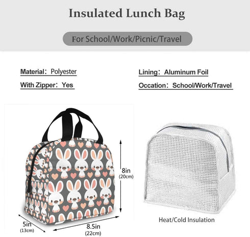 antspuent Cute Little Bunnies Lunch Bag for Women Girls Kids Insulated Picnic Pouch Thermal Cooler Tote Bento Large Meal Prep Cute Bag Big Leakproof Soft Bags for Lunch Box, Camping, Travel, Fishing