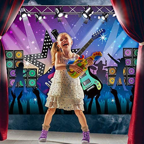 Karaoke Party Decorations Supplies, Large Fabric Rock Star Vacation Party Backdrop Banner for Rock N Roll Party Decorations, Rock Star Banner Background, 72.8 x 43.3 Inch