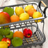 Tngan 2 Tier Fruit Basket Detachable Metal Wire Basket with Wooden Handles Fruit Bread Vegetables Storage Bowl Holder for Kitchen Worktop Dining Table, Black